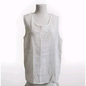 Caroline Rose Linen Women's Ivory Essential Basic Knit Jersey Tank Top Sz Medium